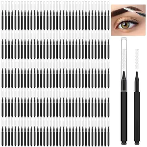 150 Pieces Micro Eyebrow Brush with Cap Brow Lamination Spoolie Comb Lift Tools Lash Filler Eyelashes Extensions Eyebrows(Black and White)
