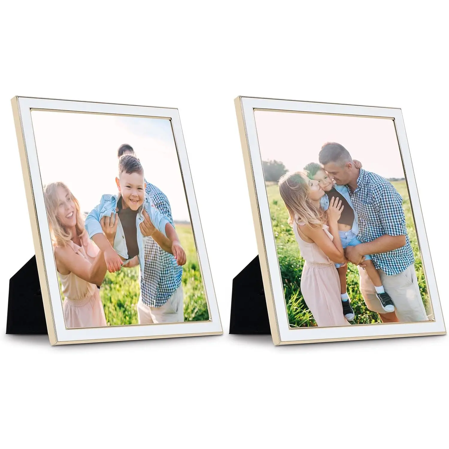Sheffield Home 2 Pack Tabletop Picture Frames – Iron Enamel Decorative Display Frame for Home or Office, 5x7 Inch, White