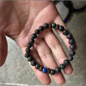 Personality Men's Black Volcanic Stone Bracelet