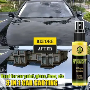 Ceramic Car Quick Coating, 3-In-1 Hydrophobic Ceramic Coating for Paint, Glass & Tires, Effortless Vehicle Protection
