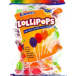 Paletas de Caramelo Macizo Assorted Fruit Flavor Mexican Candy Lollipops 100 Count (1 Pack), Orange Bonbon Snack Sweet