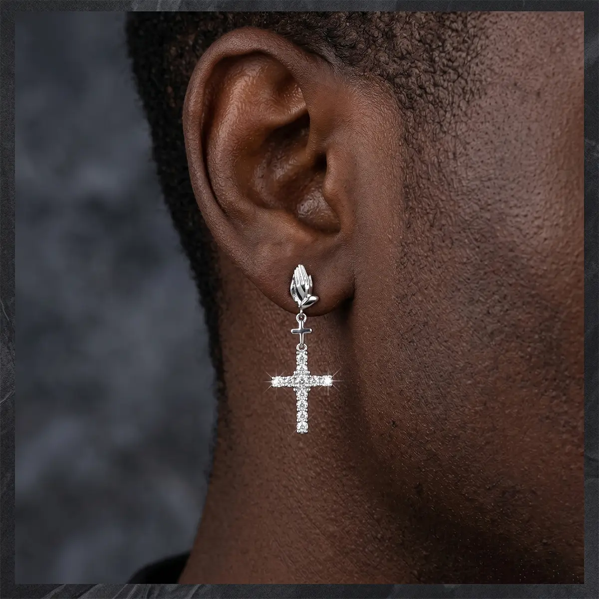 Cross Praying Hands Earrings for Women Men 14K Gold Plated Cross Faith Dangle Earrings Religion Christian Catholic Jewelry Gifts for Men Teen