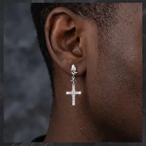 Cross Praying Hands Earrings for Women Men 14K Gold Plated Cross Faith Dangle Earrings Religion Christian Catholic Jewelry Gifts for Men Teen