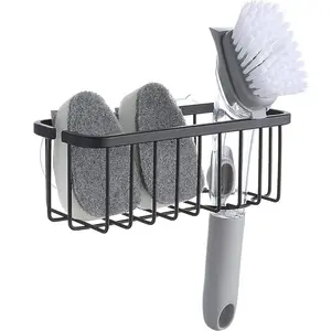 Deluxe Kitchen Sink Suction Holder for Sponges, Scrubbers, Soap, Kitchen, Bathroom, (Mat Black, 7.4 x 3.3 x 2.75 Inch)(Sponge & Brush NOT Include