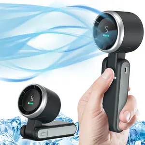 PLAYHOT Portable Handheld Turbo Fan, 5 Gear Wind, 4000mAh Battery Operated, Up to 10 Working Hours, 3 IN 1 Hand Fan, Rechargeable with Air Turbo Tech Cooling Fan for Outdoor Activities, Travel, Working