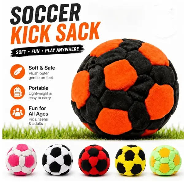 1 Pack 2.75 Inch Plush Soccer Hacky Sacks Soft Fleece Footbags For Kids Adults Y2K Nostalgia Skill Toy Outdoor Summer Camp Game Juggling Balls Aesthetic Sports Party Favors Coordination Gear