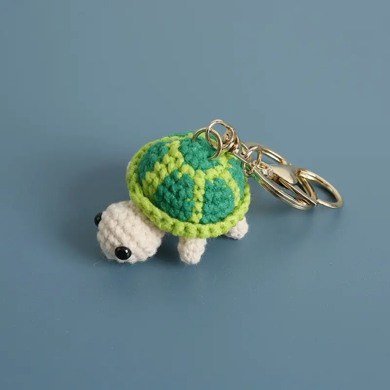 Handmade Crochet Keychain - Unique Design with Ribbon, Includes Keyring, Personalization Available, Adorable Dog Character