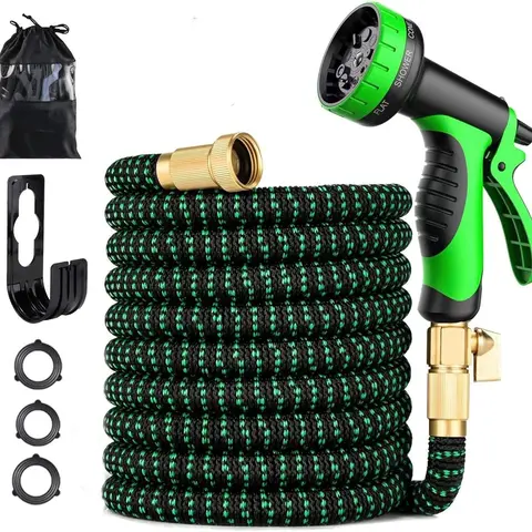 Expandable Garden Hose 25/50/75/100FT Water Pipe With 10-Function Nozzle, Additional Strength 3750d, Durable Flexible Water Pipe Without Kink, 3/4" Solid Fittings