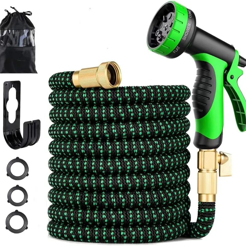 Expandable Garden Hose 25/50/75/100FT Water Pipe With 10-Function Nozzle, Additional Strength 3750d, Durable Flexible Water Pipe Without Kink, 3/4" Solid Fittings