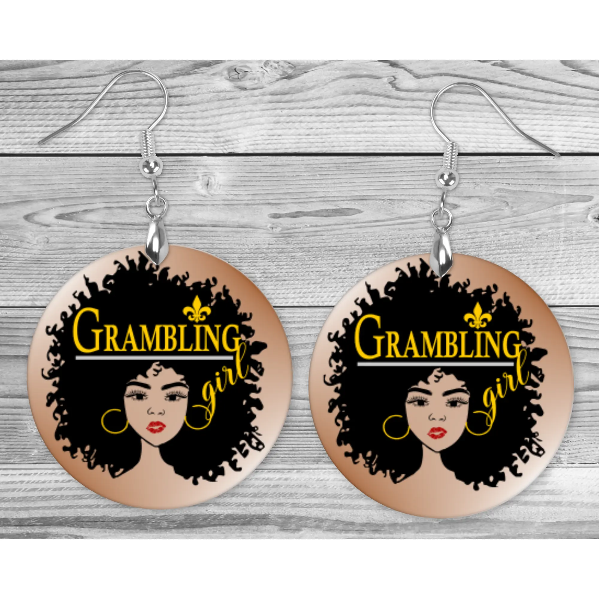 Grambling State Afro Girl Earrings - Louisiana Jewelry