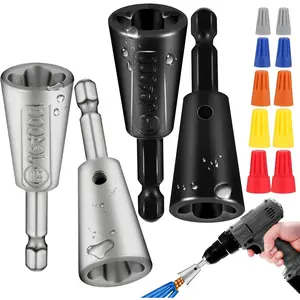 4 Pcs Multifunctional Wire Twister Tool for Drill, Lightweight Wire Nut Twister Compatible with 8 to 24 Awg and 2 to 7 Ways Effortlessly, Wire Nut Twister for Drill for Electrical Power Drill outdoorfun