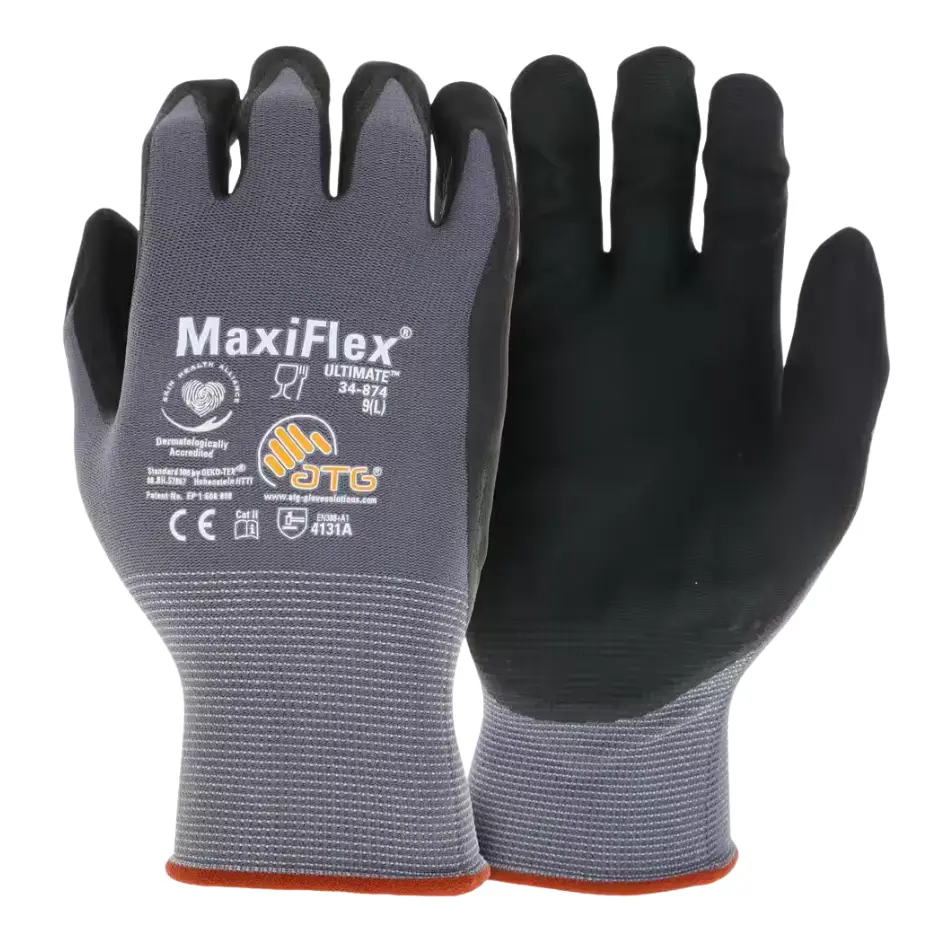 24 Pairs MaxiFlex PIP Gloves Work Gloves, Maxi FLex Ultimate Foam Nitrile Palm Coated Cleaning Breathable MaxiFlex maxiflex glove,  Pack of 12 Pairs