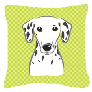 212 MAIN Square Cushion - 14x14 in Fade-Resistant Polyester Fabric, Checkerboard Print Dalmatian Motif, Soft Padded Decorative Pillow for Home Use