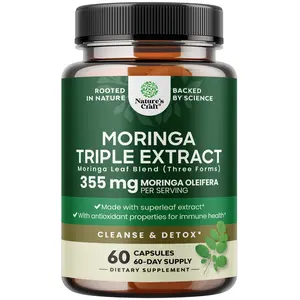 Nature's Craft Moringa Capsules –  Supports Immune Health & Helps Ease Oxidative Stress - Triple Form Moringa Supplement with Powder Leaf Extract 10:1 & 20:1  – Vegan - Non-GMO - 60 Capsules