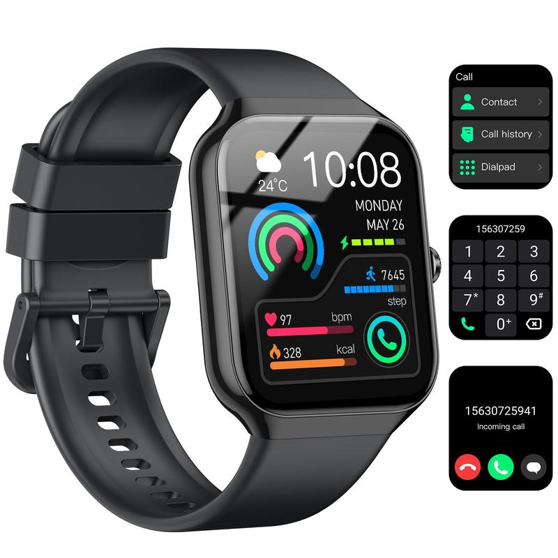 Smart Watch with Answer/Make Calls/Message Reminder,1.83" HD Touchscreen Fitness Tracker, Bluetooth Notifications/Calls, IP68 Waterproof, 112+ Sport Modes, 24/7 Heart Rate & Sleep Monitor for iPhone Android iOS (Black) Wearable Smartphone Wristwatch
