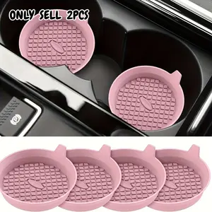 2PCS Silicone circular coaster, silicone anti slip and waterproof car coaster, car anti slip silicone coaster