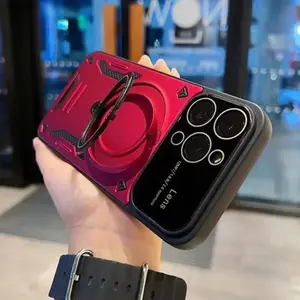 Folding Bracket Magsafe Magnetic Case For iPhone 11 12 13 14 15 16 17 Pro Max Air Armor Shockroof Holder Cover With Lens Film