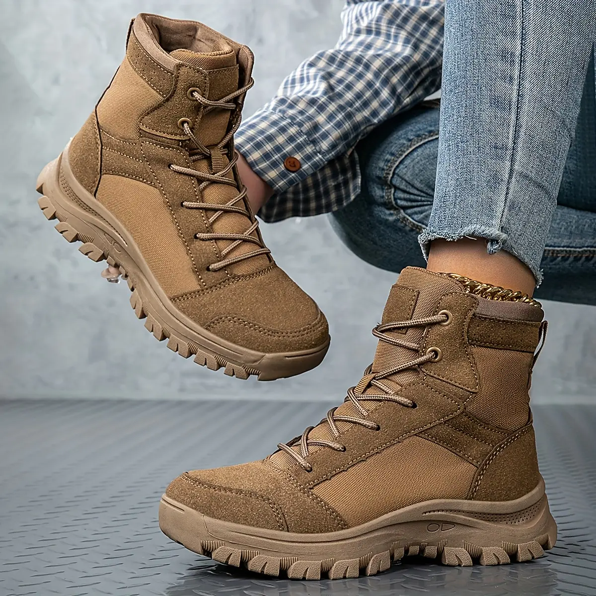 Women's Tactical Boots, Lightweight & Durable Female Outdoor Footwear with Ankle Support, Reliable TPR Sole, US 7 (40), Fabric, Hiking Fit, All Seasons, Outdoor Work, Ankle-High, Stylish, Synthetics, Round Toe