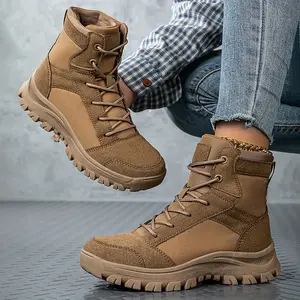 2026 [Lightweight Desert Boots] Durable women's tactical boots outdoor work shoes with ankle support, enhanced grip TPR sole and breathable, suitable hiking, all seasons wear - stylish round toe design, strong, stylish and sturdy footwear