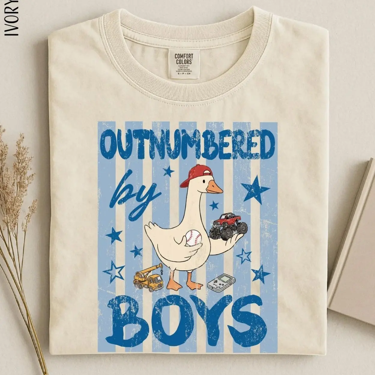 Boy Mom Goose Shirt, Outnumbered By Boys Funny Tee, Cute Gift For Mom Of Sons, Chaos Coordinator Comfort Colors T-Shirt