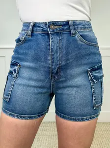 Today is the Day High-Rise Medium Wash Avery Mae Cargo Shorts