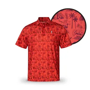 Red Hawaiian Shirt - Tropical Pattern, Short Sleeve, Cotton Blend, Casual Style, Ideal for Men and Besties