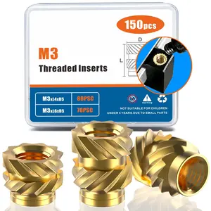 150 count M3 Threaded Inserts, M3 Female Thread Metric Knurled Nuts Assortment Kit, Brass Heat Set Insert for Plastic and  Printing Components (M3x4x5, M3x6x5)