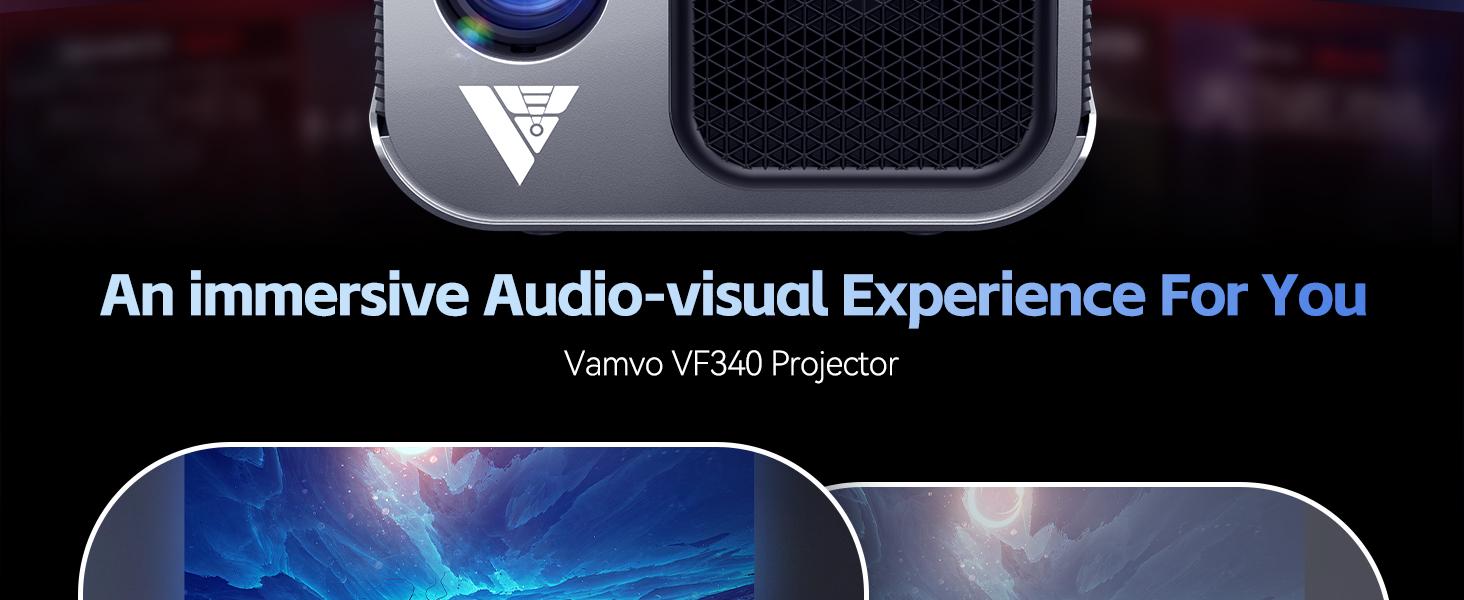 Mini Projector with WiFi and Bluetooth 4K Support, Native 1080P Portable Outdoor Smart Projector, Mirror Screen with Android/iOS/PC Compatible with PC/PS5/Phone/TV Stick (VF340)