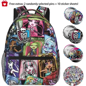 Large capacity Monster high backpack Monster high doll Laptop Backpack Monster high dolls Full Print School Bookbag Shoulder Bag  Multipurpose Travel Daypack perfect for Back to School, party and holiday gifts