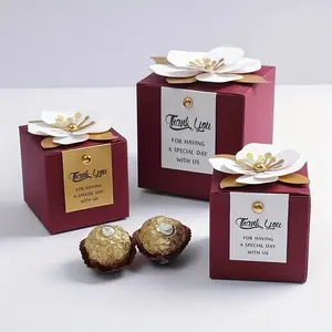 Creative Flower Square Wedding Candy Box, Delicate Small Flowers Chocolate Box, Holiday Party Banquet Anniversary Valentine's Day Gift Packaging Set of 20