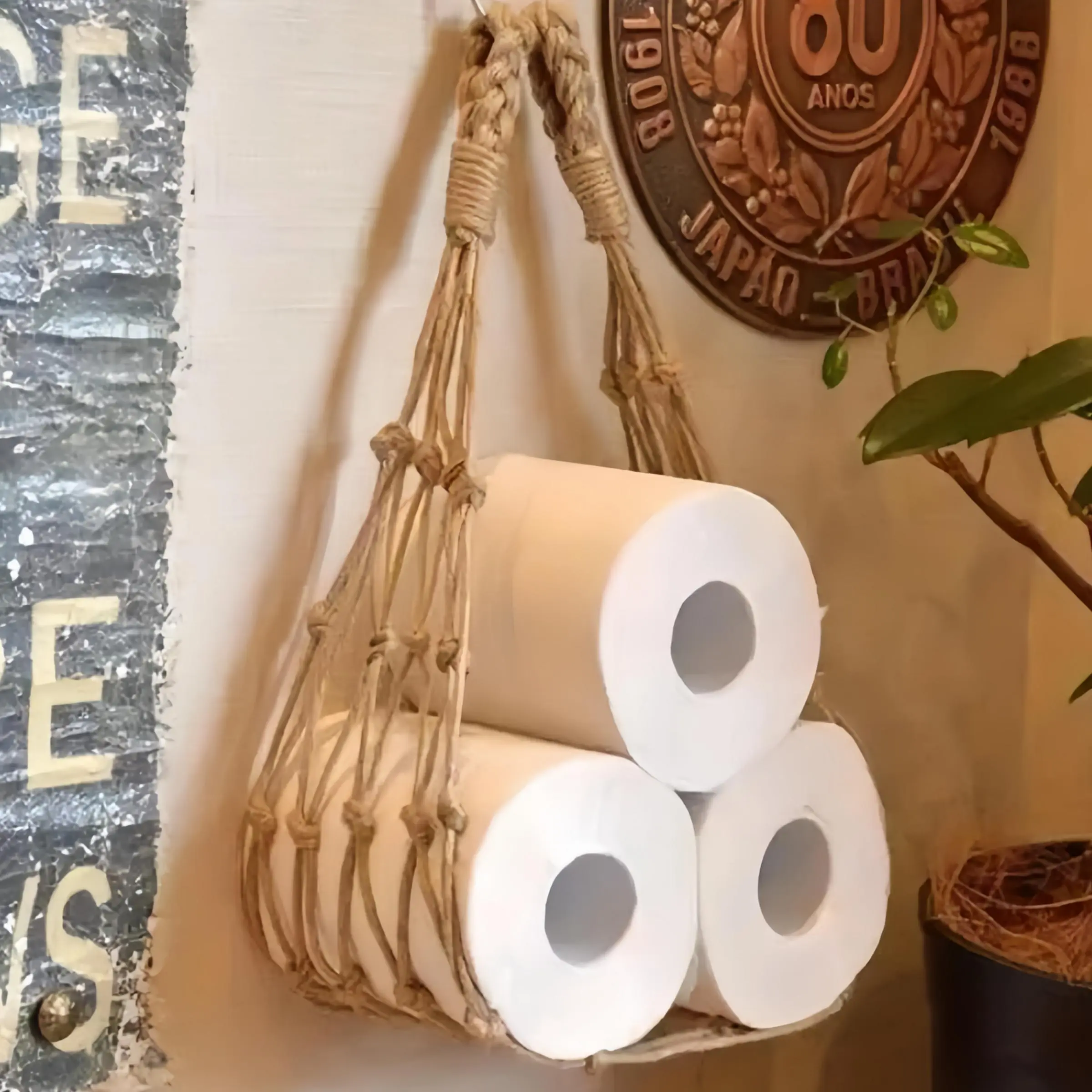 Toilet Paper Holder, 1 Count Hanging Toilet Paper Storage Basket, Toilet Paper Holder for Bathroom, Kitchen, Living Room, Bathroom Organizer, Bathroom Accessories Organizer