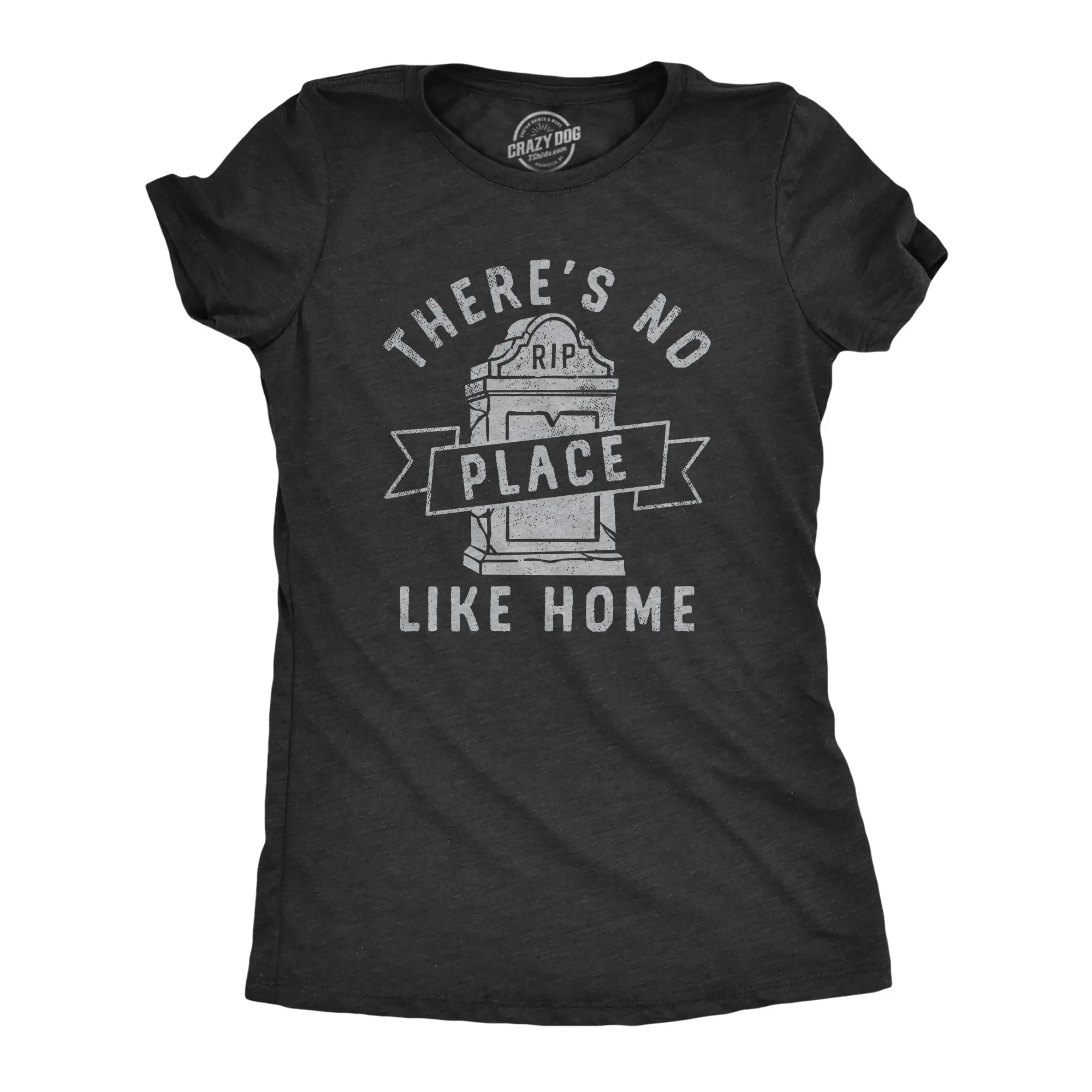 Womens Theres No Place Like Home T Shirt Funny Halloween Graveyard Tombstone Joke Tee for Ladies Funny Womens T Shirts Cute Vintage Fashion Casual Ladies T-Shirt Gift Halloween Tops for Women Funny Sarcastic Black -