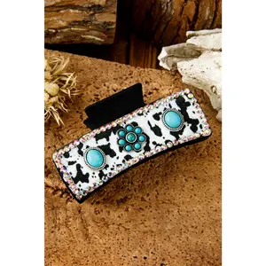 Black Retro Turquoise Animal Spots Hair Claw Clip