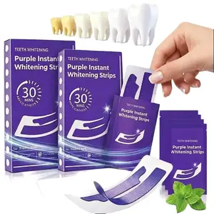 Purple Teeth Whitening Strips,28 PCS Whitening Sessions,Purple Tooth Whitening, Tooth Stain Treatment, Combining Whitening and Colour Correction,Peroxide-Free whiten