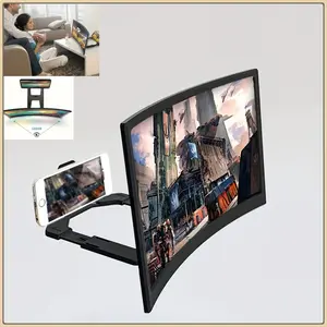 12-Inch Curved HD Mobile Phone Screen Amplifier - 1:1 Isotropic Magnification, Easy to Use and Carry