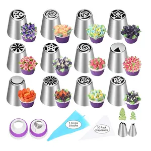 47-Piece Cake Decorating Set, Cake Decorating Kit, Stainless Steel Icing Tips, Professional & Home Bakers Essential Tools, Includes Flower Nozzles, Couplers, Bags