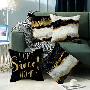 Elegant Gold Marble Pillow Cover Set, Modern Minimalist Living Room Sofa Cushion Case, High-End Bedroom Bedside Decor (no Insert)
