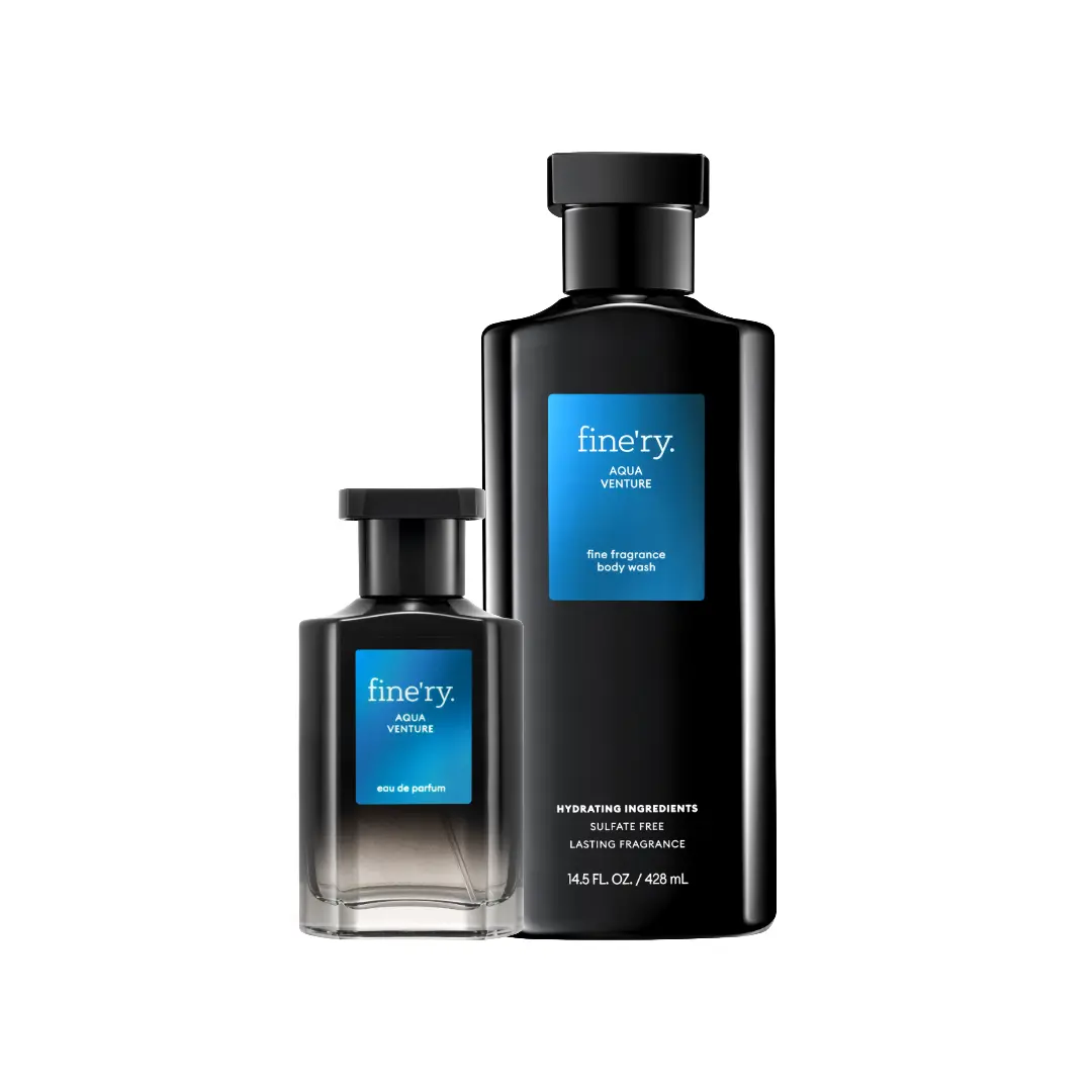 Men's Refreshing Body Care Set with an Aquatic Juniper & Sea Salt Aroma - 2-Piece Layering Kit with 60ml EDP Spray & 14.5oz Liquid Body Cleanser, Body Cleansers