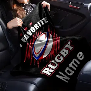 Personalized 1pc rugby Your Name Blanket, Warm Comfortable Soft Blanket for Chair Office Sofa Bed Sofa Office Camping, Suitable for Gifting Relatives and Friends Gift