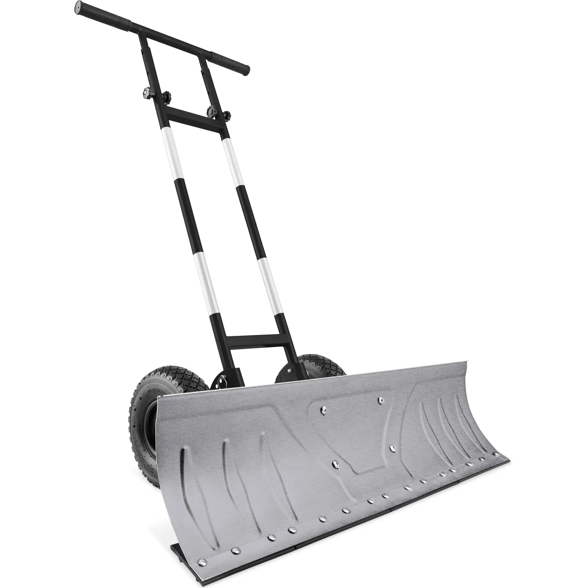 Best Choice Products 36in Hand Snow Pusher w/ 2 Wheels, Adjustable Handle, Blade Angle, Reflective Tape