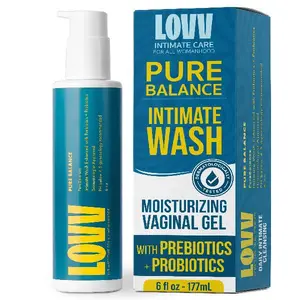 LOVV PureBalance Vulva Daily Cleanser | 6 Fl Oz | pH Balanced Feminine Body Wash Women with Hyaluronic Acid Probiotics & Prebiotics Gentle Intimate Wash for Women Supports Healthy Flora Fragrance Free