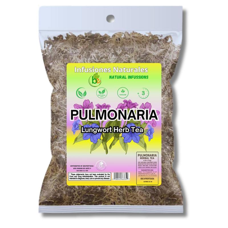 VIRAL Pulmonaria Herbal Tea – 4 oz (113g) – 100% Natural Lungwort Herb – Wildcrafted Mexican Origin – Vegan, Non-GMO, Gluten-Free – Loose Leaf Herbal Infusion – Te by BexpertsUSA