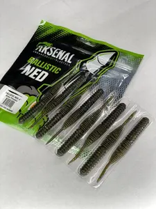 Arsenal Fishing Ballistic Ned Soft Plastic Worms - Versatile Bass Fishing Soft Plastics for Ned Rig, Ideal for Bass, Trout, and Panfish, Durable Micro Worm Lures, Finesse TRD, Senko Worms - 4-in, 8pcs