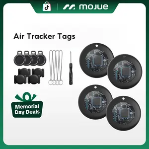 Air Tracker Tags-4 Pack: Smart Bluetooth Tracker,  Tag Locator for Cars, Pets, Keys, Luggage, Satchel, Weatherproof Case, Anti-Lost Device, Works with Apple Find My (iOS Only), No Monthly Fees, IP67 Waterproof, Replaceable Battery Remote