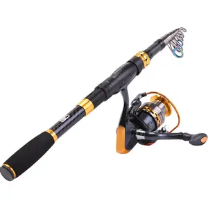 Fishing Rod Reel Combos Carbon Fiber Telescopic Fishing pole with Spinning Reel for Travel Saltwater Freshwater Fishing
