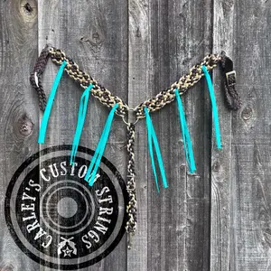 Cheetah Patterned Muletape Breast Collar with Turquoise Fringe