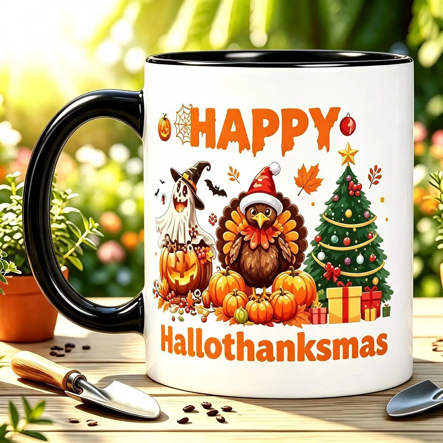 Festive Hallothanksmas Holiday Ceramic Mug