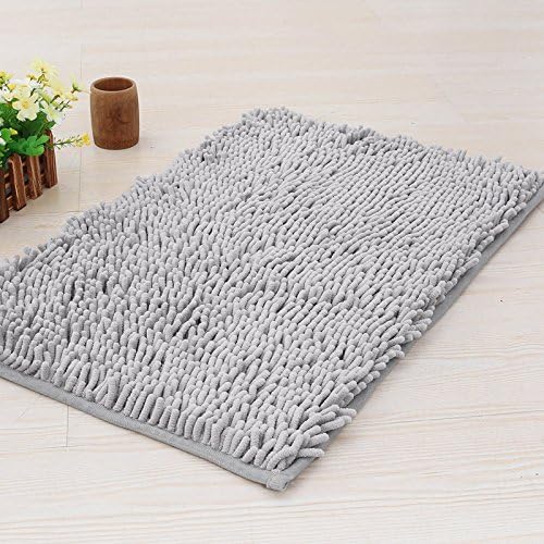 Low density low lint bathroom mat washable dog door mat, quick drying chenille pet door mat, machine washable indoor and outdoor carpet gray
