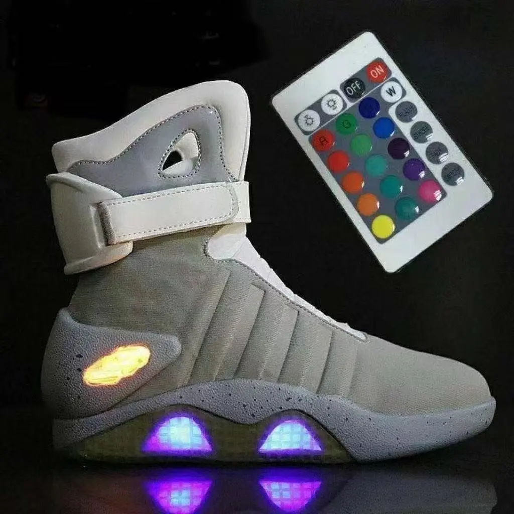 Designer shoes Men's sneaker Back to the Future High top insulation Velcro shoelaces trainer West Coast hip hop style LED lights