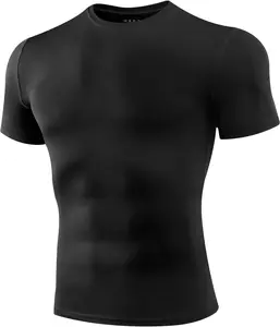 Niksa Men's Compression Shirts 1/2/4 Pack, Workout Gym Shirt Short Sleeve, Moisture Wicking Active Fit Base Layer T-Shirt